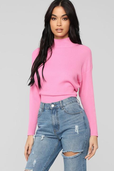 Sheena Mock Neck Sweater - Pink