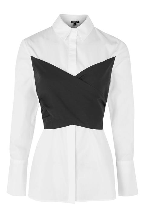 Womens Corset Wrap Shirt - Monochrome, Monochrome