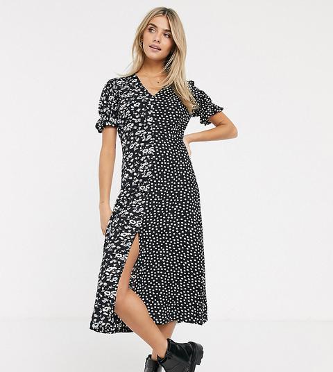 Wednesday's Girl Maxi Dress In Mixed Floral Print-black