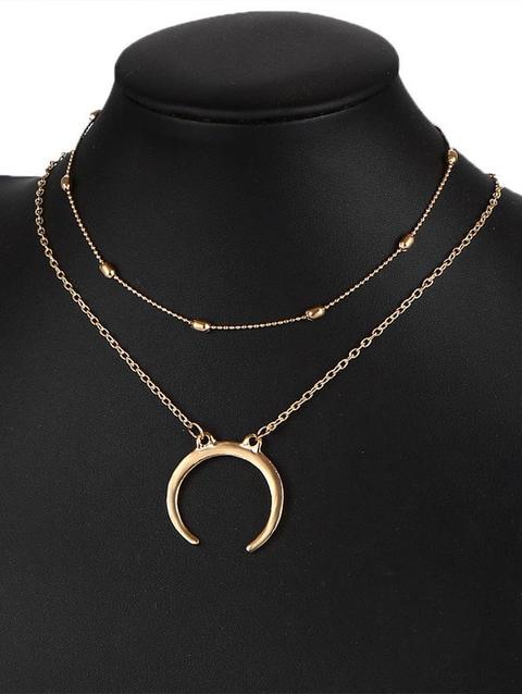 Set Collane Pendenti A Forma Di Luna Stile Zingaro Silver Golden