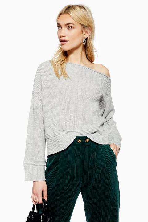 Off Shoulder Crop Jumper With Cashmere