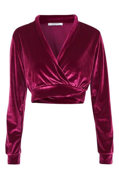 **velvet Wrap Top By Glamorous