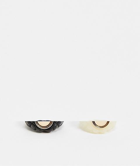 Pack De 2 Anillos Color Blanco Y Negro Con Diseño De Rombos De Resina Plástica De Asos Design-multicolor