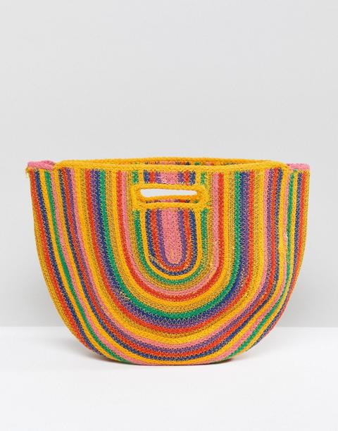 Bershka - Borsa Di Paglia Arcobaleno Multicolore - Multicolore