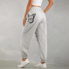 Pantalones Bolsillo Animal Gris Claro Casual