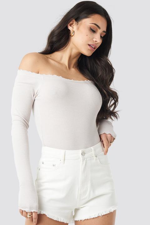 Na-kd Fringe Hem Short Denim Shorts - White
