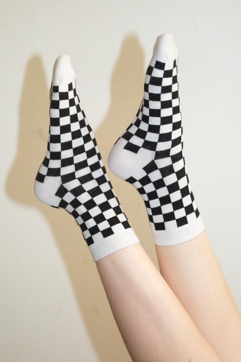 Black And White Checkered Socks