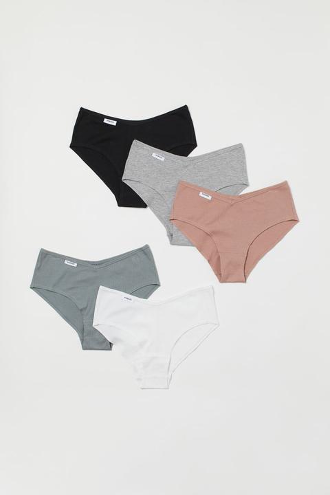 Pack De 5 Bragas Hipster De Canalé - Gris