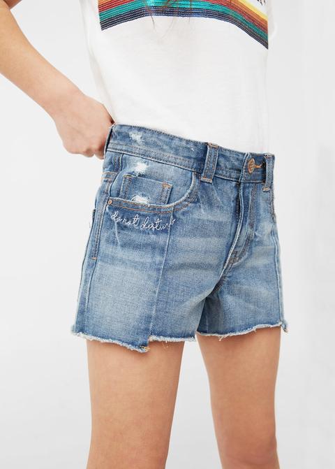 Shorts Denim Rotos Decorativos