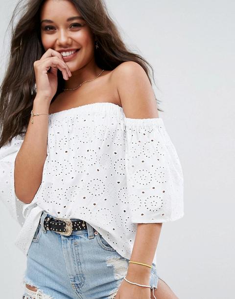 Top Asimétrico Con Manga Acampanada Y Bordados De Asos