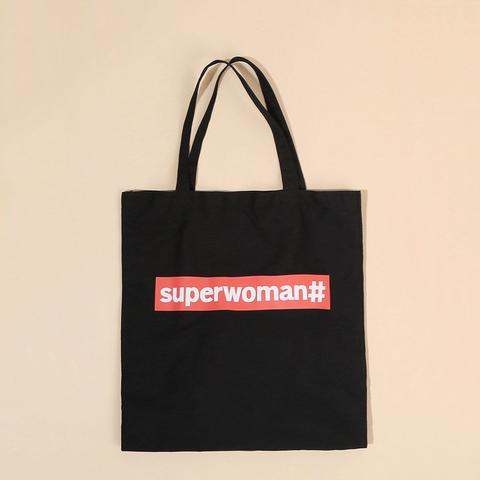 Letter Detail Cotton Tote Bag