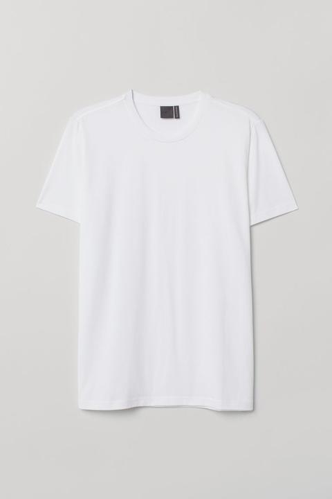H & M - T-shirt In Cotone Premium - Bianco