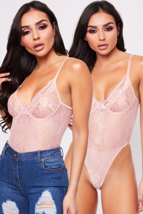 Lauren Pink Lace Bodysuit