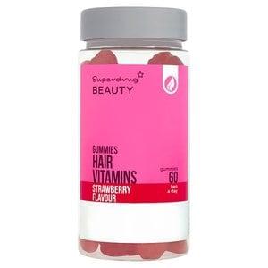 Superdrug Chewable Strawberry Gummie Hair Vitamins X 60