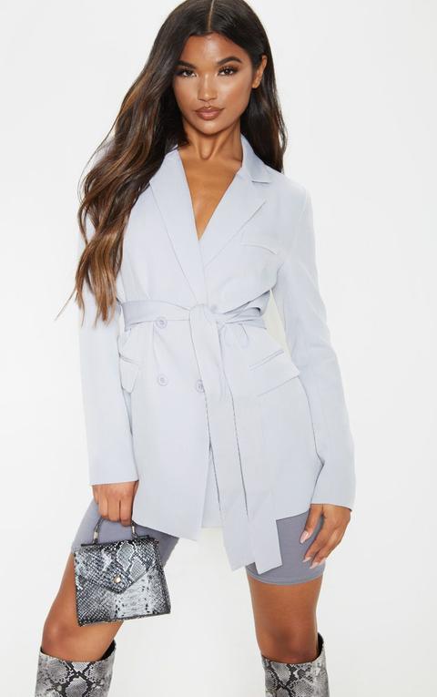 Rebecca Light Grey Belted Blazer