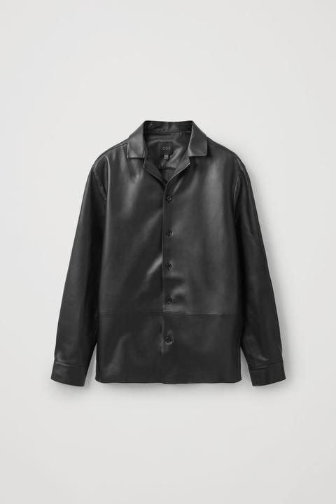 Camp Collar Leather Overshirt