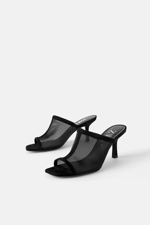 Heeled Mesh Mules from Zara on 21 Buttons