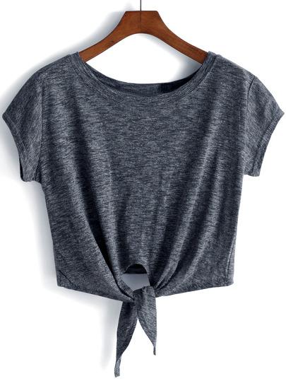 Camiseta Crop -gris Oscuro