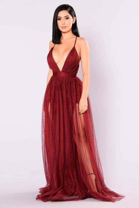 On The Runway Maxi Dress - Wine