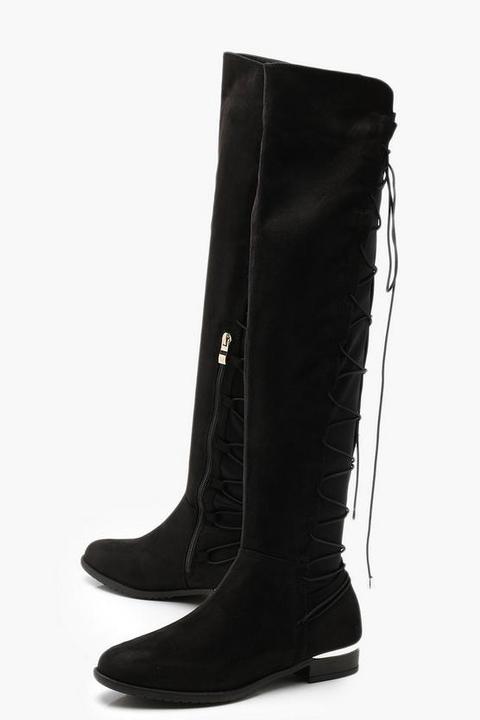 Bungee Lace Back Knee High Boots from 
