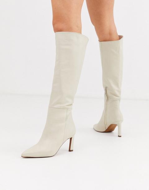 white leather high boots