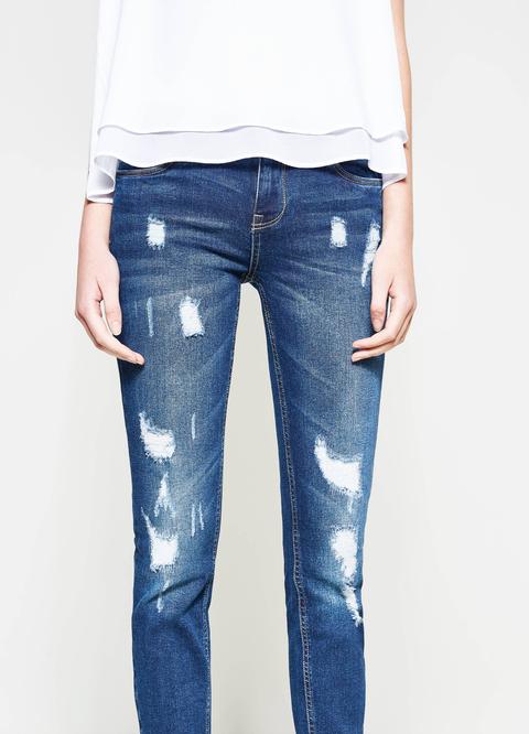 Jeans Skinny Fit Stretch Con Strappi