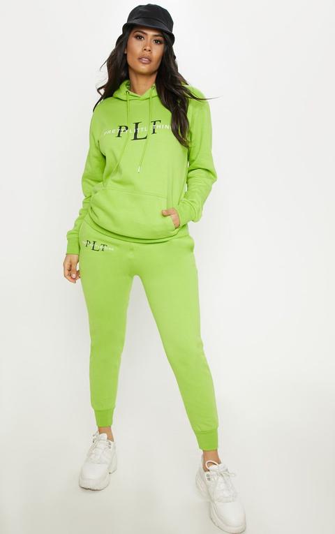 Prettylittlething Lime Printed Joggers