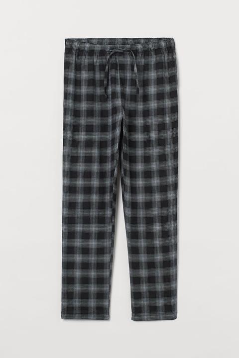 Flannel Pyjama Bottoms - Black