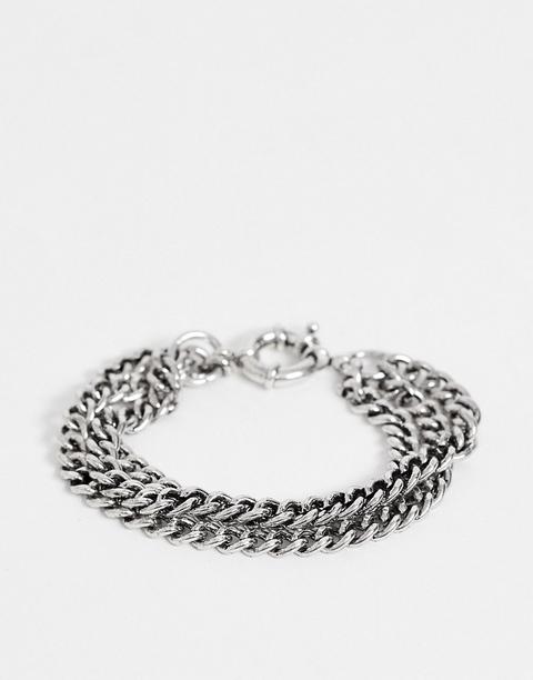 Pulsera Con Varias Hileras De Cadenas En Plateado De Designb