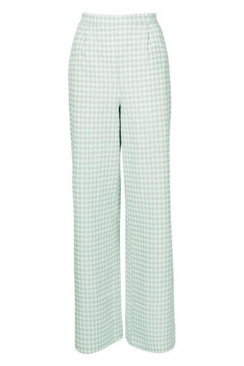 gingham wide leg pants