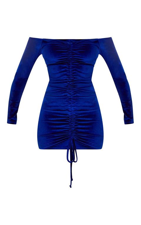 blue velvet bardot dress
