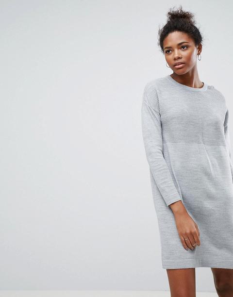 Asos - Vestito Maglia A Coste - Grigio