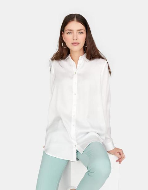 Camicia Lunga In Satin Bianco