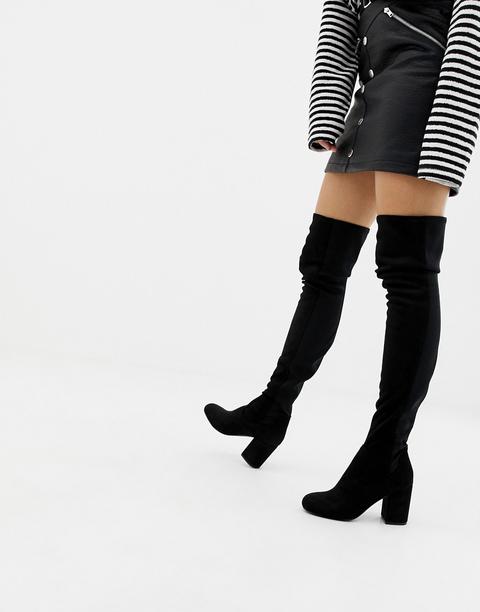 Botas De Caña Alta Al Muslo Con Tacón Y Corte Estrecho Kadi De Asos Design