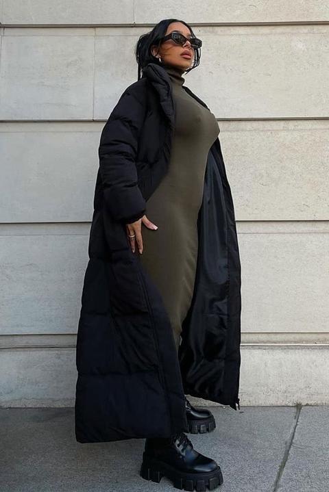 Black Longline Padded Coat