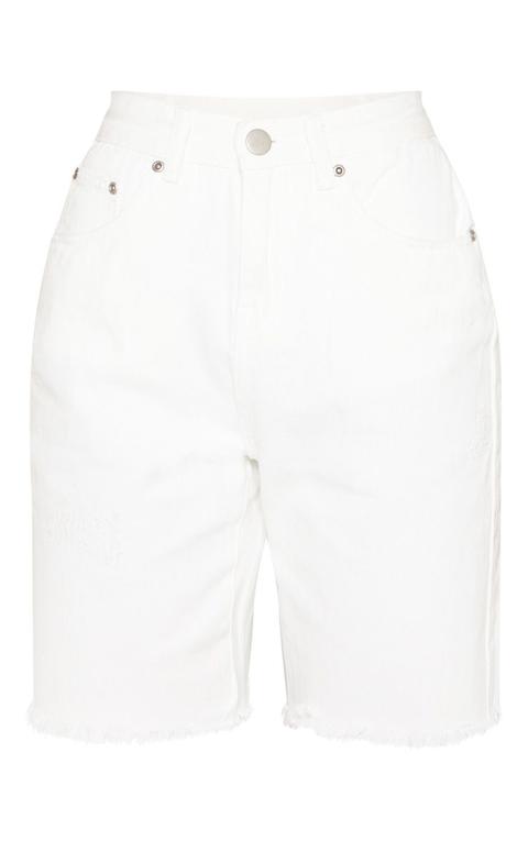 white denim cycle shorts