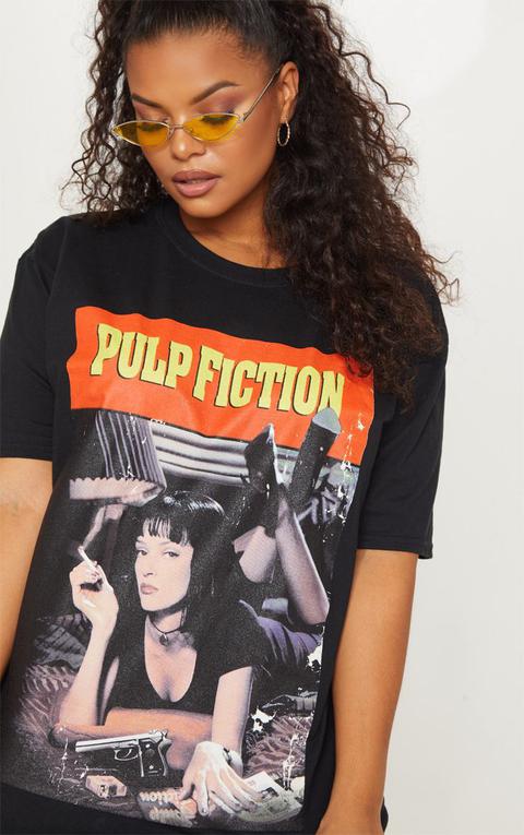 Plus Black Pulp Fiction Slogan T-shirt