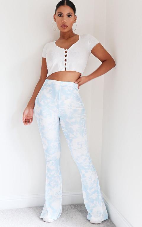 Blue Flared Tie Dye Trousers