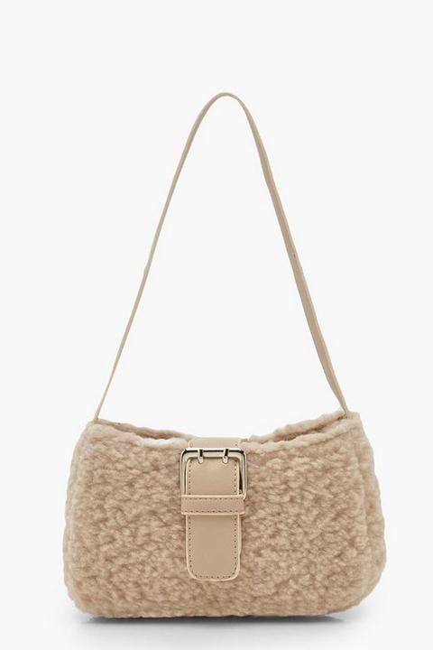 Womens Borg Baguette Bag - Beige - One Size, Beige