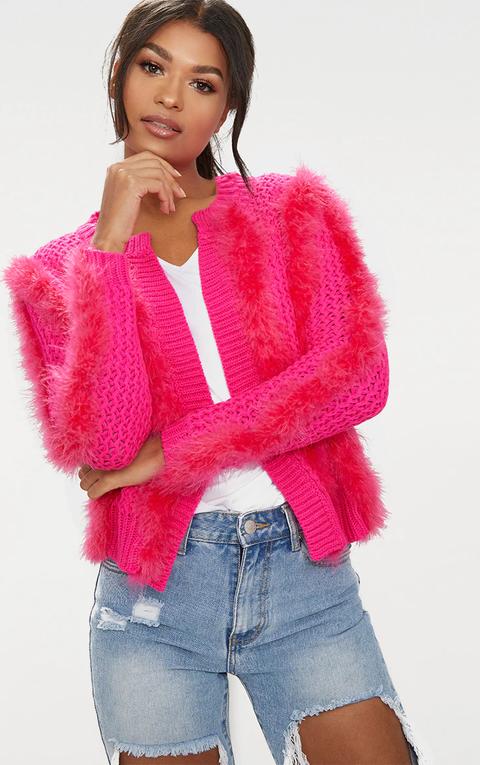 Pink Feather Cardigan, Pink