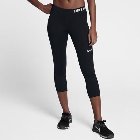 Nike Pro Damen-trainingscapri Mit Mittelhohem Bund - Schwarz