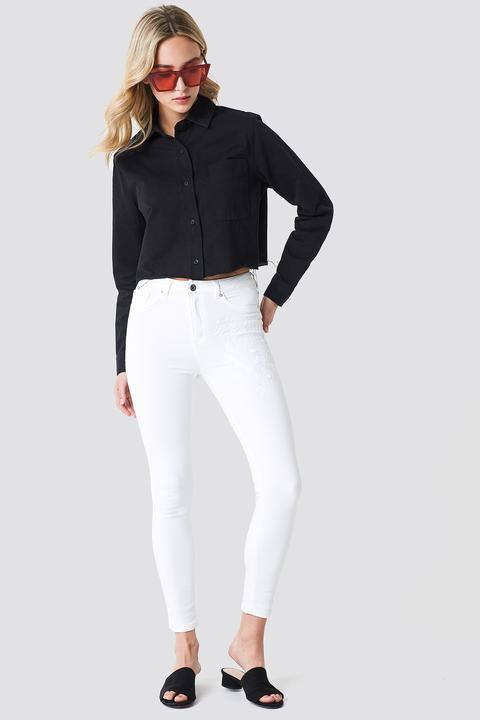 Embroidered Skinny Jeans Weiß