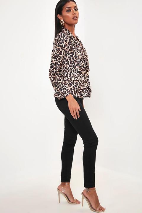 Leopard Print Double Breasted Blazer