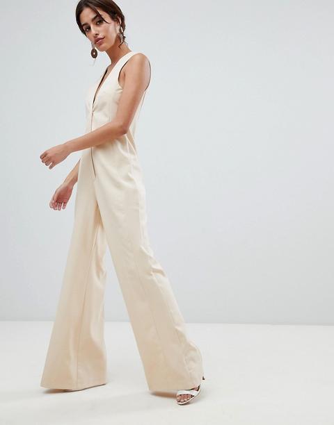 Asos Design Sartoriale - Tuta Lunga Con Fondo Ampio - Beige