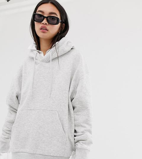 Weekday Alisa Organic Cotton Blend Oversized Hoodie In Grey Marl