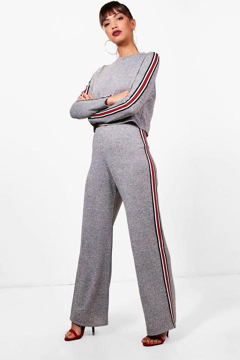 Sport Stripe Wide Leg Knitted Lounge Set