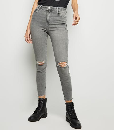 grey ripped jeans high waisted