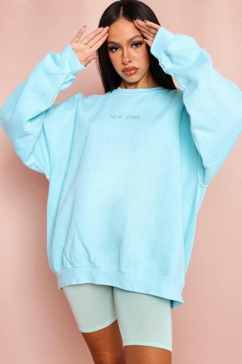 New York Slogan Oversized Sweatshirt