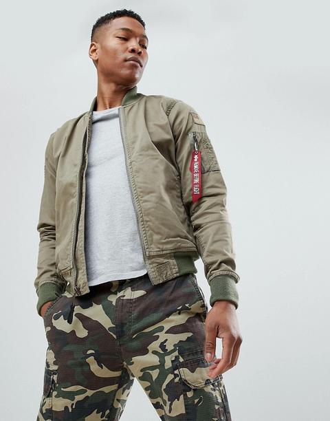 Alpha Industries - Ground Crew - Bomber En Coton Avec Badge - Vert - Vert