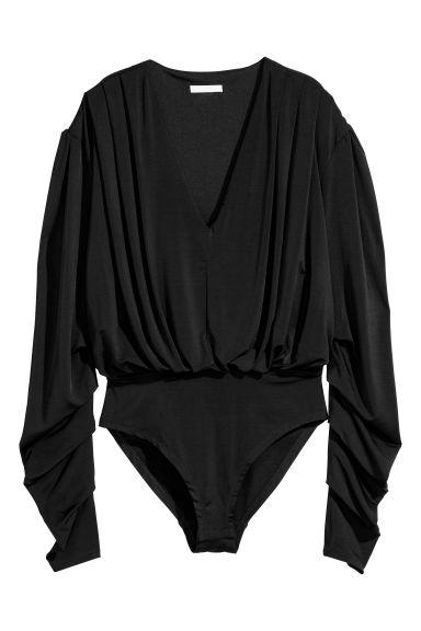 H & M - Body Drappeggiato - Nero